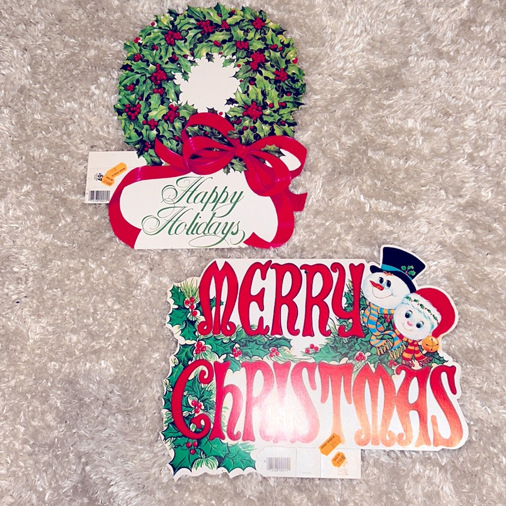 Set of 2 Vintage Christmas die cut picture art EUC new with labels doubl…